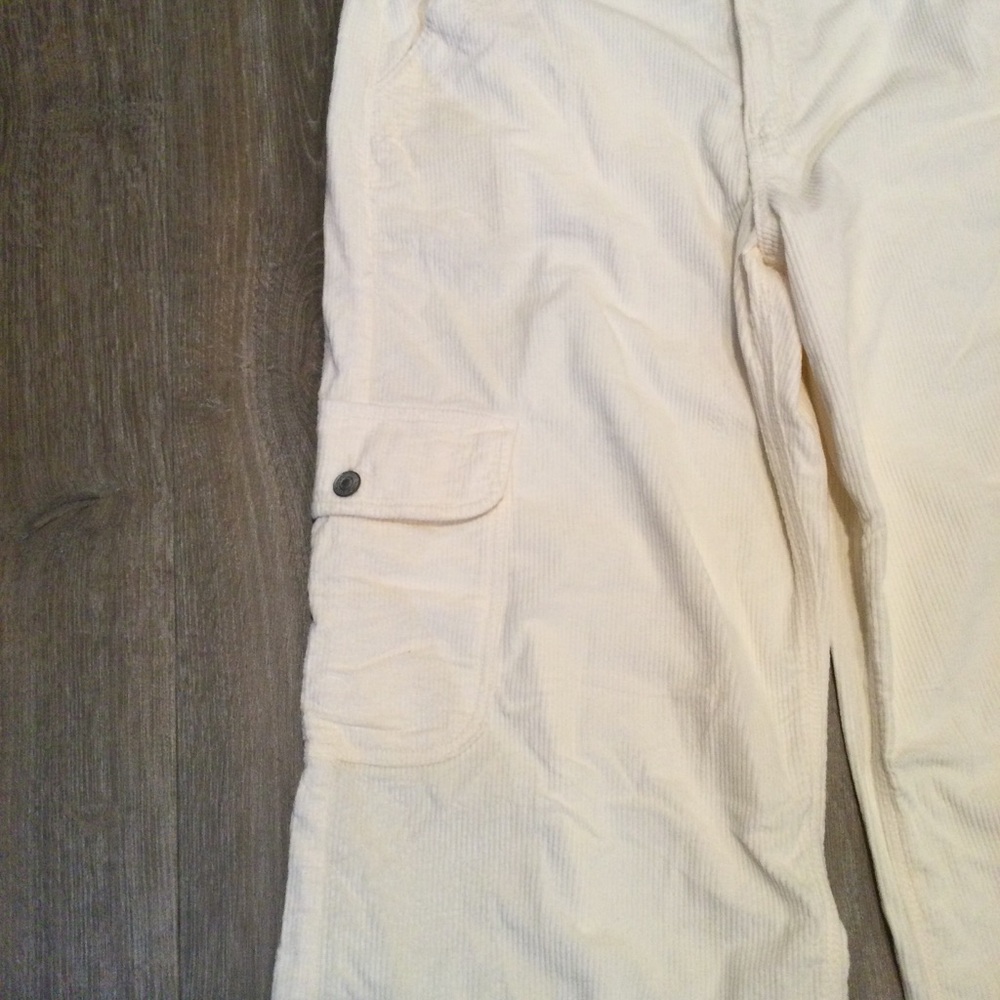 American Eagle Super High Rise Baggy Wide Leg Corduroy Pants Cream 12R - Picture 7 of 8